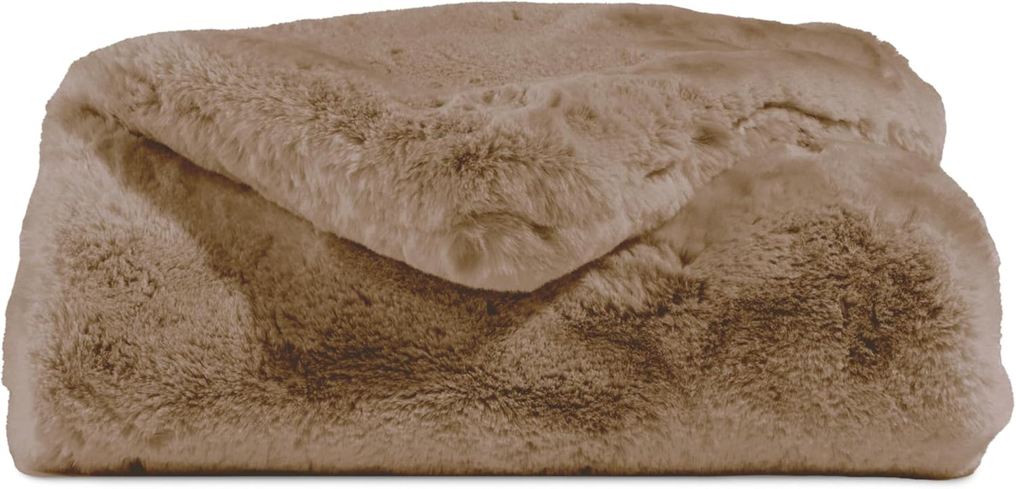 Cozy Earth Cuddle Blanket - Faux Fur Ultra-Soft Luxury Throw Blanket - Thick & Cozy Oversized Design for Lounging or Sharing - Machine Washable - Oversize Throw 80" x 60" Walnut