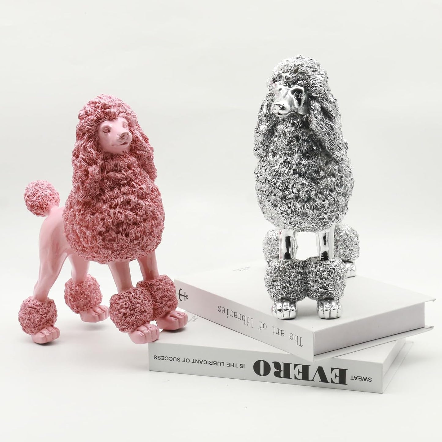 Lukitas Standing Sliver Poodle Sculpture Decor, Decorative Dog Statue, Animal Ornament for Garden Home, Resin 10''