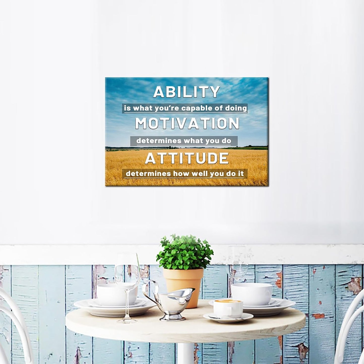 Inspirational Canvas Wall Art Ability Motivation Attitude Entrepreneur Quotes Motivational Office Poster Print Wall Decor Painting Artwork for Bedroom Bathroom Decoration Ready to Hang [18''W X 12''H]