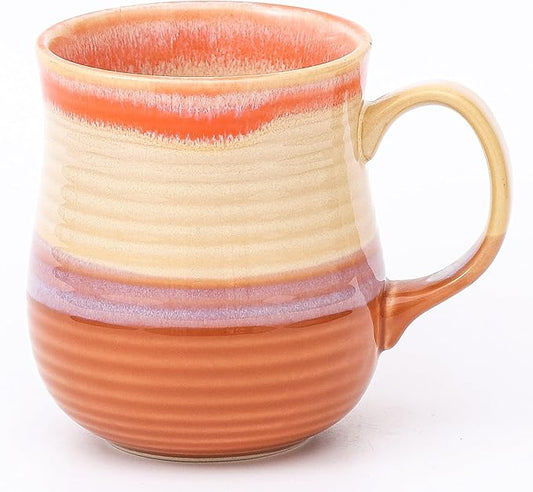 21 oz Large Ceramic Coffee Mugs, Pottery Mug Handmade, Ceramic Tea Cups with Handle for Office and Home, Dishwasher and Microwave Safe (Orange)