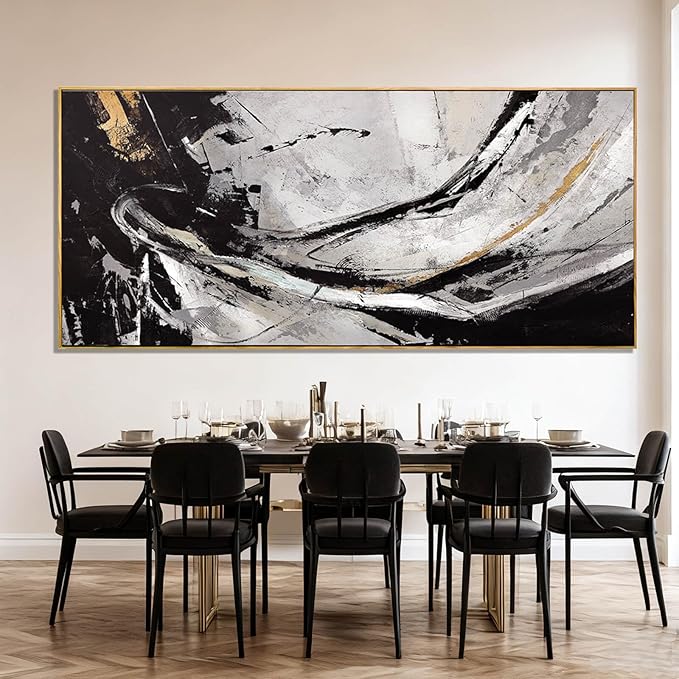 XIANSHOU Black and White Wood Wall Decor Abstract Photo Prints Contemporary Wall Art 32"x70" Large Pictures for Living Room Art for Office