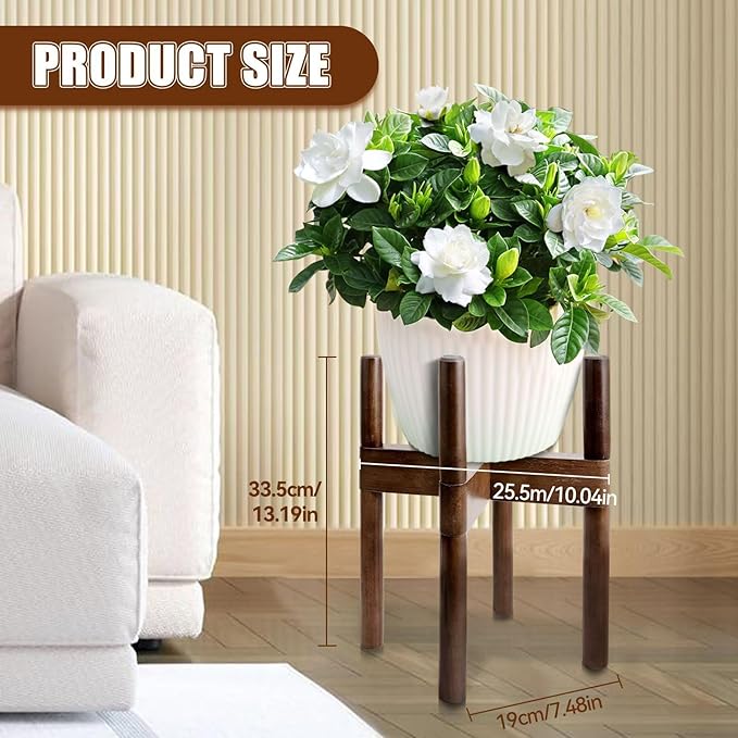 Plant Stand Indoor, Mid Century Modern Plant Holder, Wood Corner Flower Pot Stand for Living Room,(Pot & Plant Not Included),1Pack