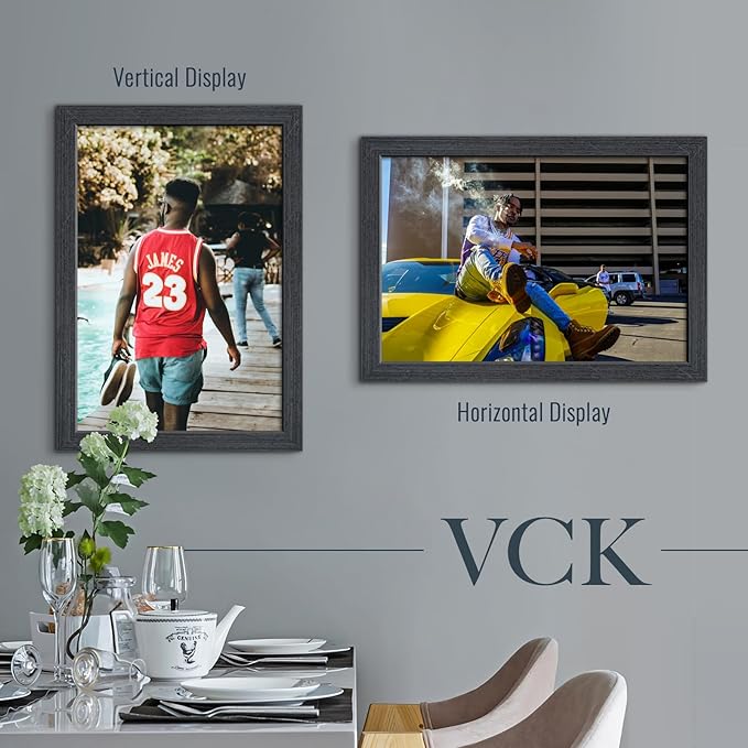 VCK 13x19 Black Oak Poster Frame 3-Pack, Natural Textured Solid Wood Picture Frame, Wall Hanging