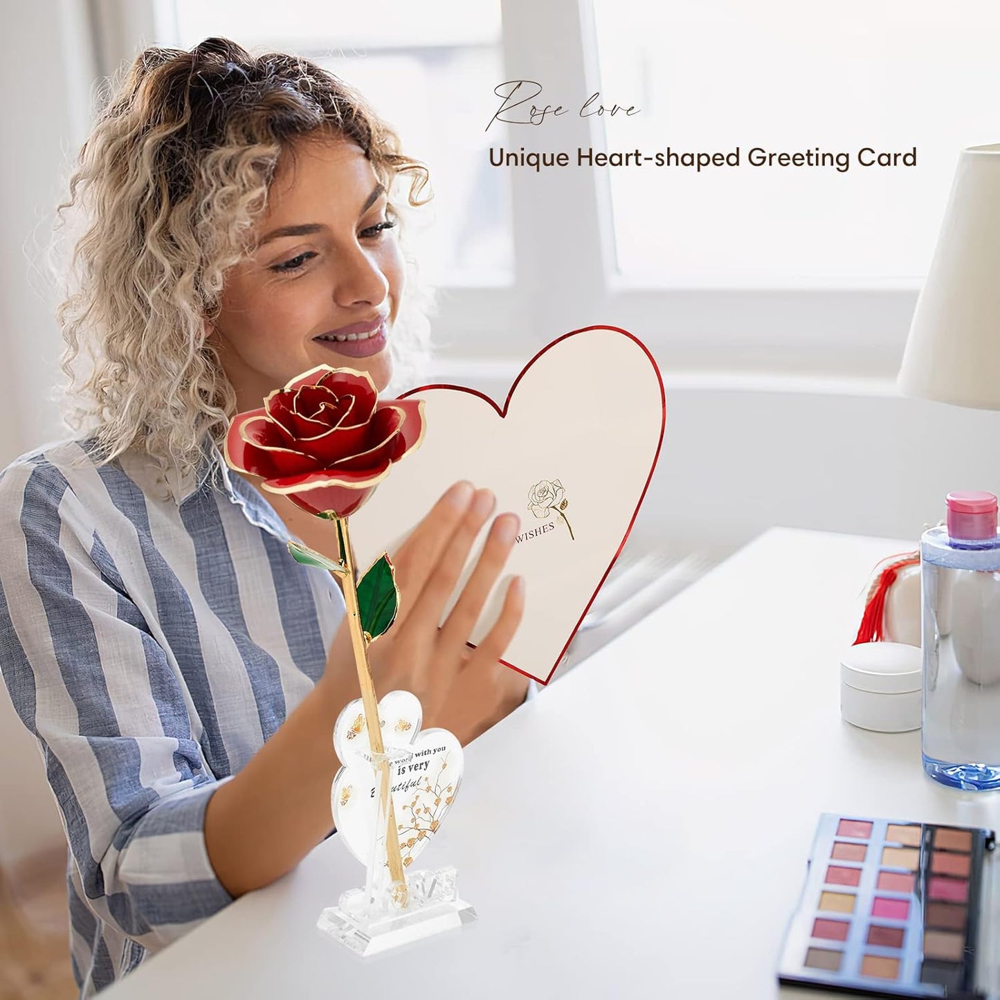 Gold Dipped Infinity Rose Last Forever Flower Decor, Birthday Gift for Women in Her Birthday Mothers Day, Resin Preserved Rose | Anniversary Present for Mom (Red)