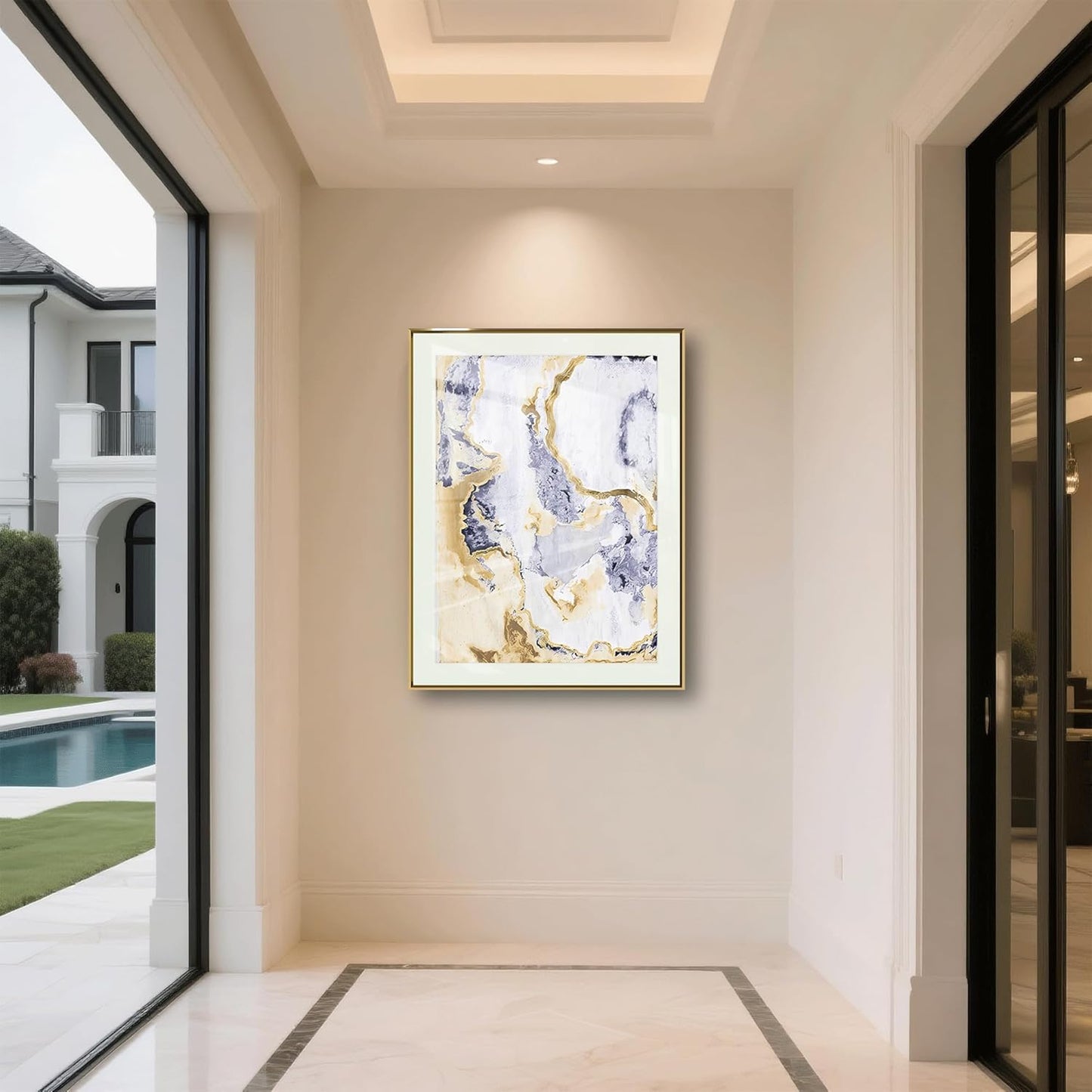 crmotu Abstract Wall Art, Gold Framed Wall Art, Marble Wall Art, Minimalist Aesthetic Canvas Large Painting, Modern Luxury Pictures for Living Room Bedroom Bathroom Office Art Prints 27X39 Inch