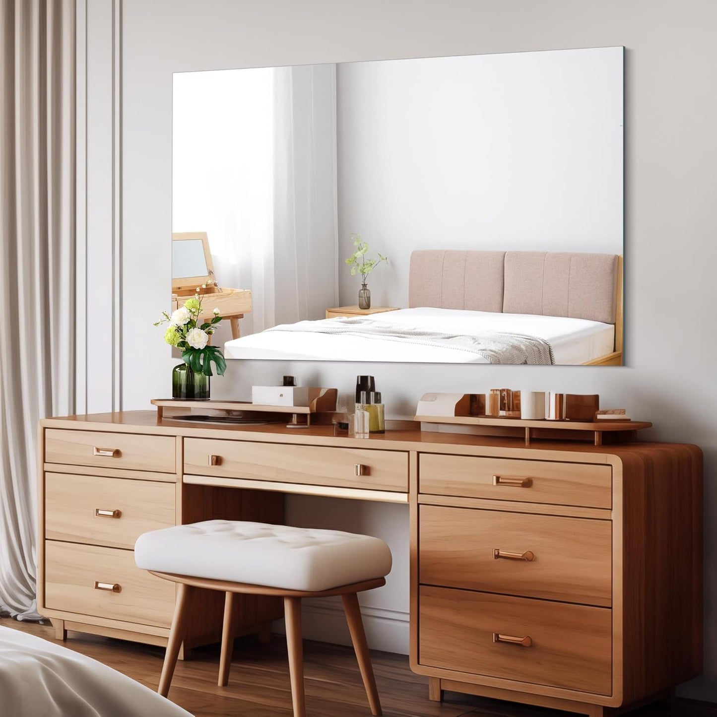 Frameless Mirror, 30x48 inch Rectangle Bathroom Mirrors for Wall, Upgraded Shatterproof Large Vanity Mirror Over Sink with Polished Edge for Bathroom,Bedroom,Living Room and Entryway