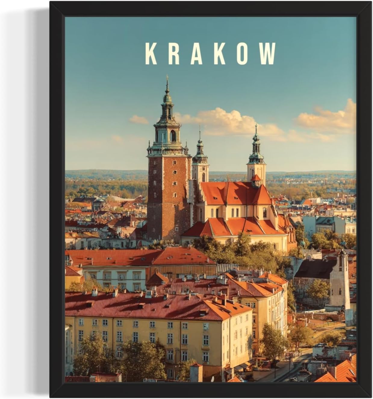 Kraków, Poland Art Print Poster, Europe Vintage City Retro Photography Skyline Travel Bedroom Bathroom Living Room Decor 183 (Kraków, Poland, 24 x 36 inches, Unframed)