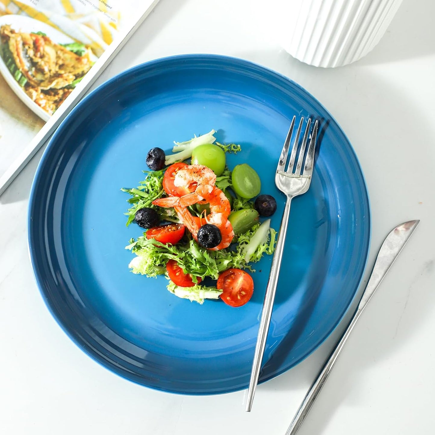 Hasense Ceramic Dinner Plates Set of 2, 10 Inch Premium Dinnerware Dishes, Salad Serving Plates Elegant & Durable, Oven, Microwave & Dishwasher Safe, Perfect for Family and Entertaining, Gradient Blue