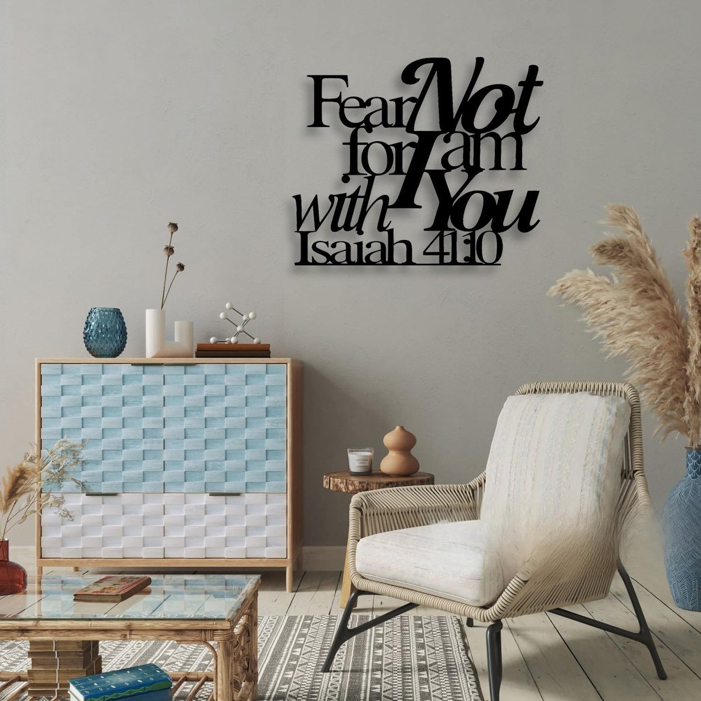 LIYOUYA Isaiah 41:10 Metal Wall Decor - Room Decor Black Christian Scripture Wall Art Home Decor for Living Room, Bedroom, Dining Room (Black)