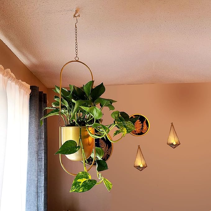 Metal Hanging Planters, Gold Hanging Planters for Indoor & Outdoor Plants, No Plant incld(Gold)