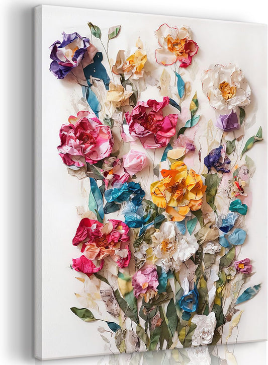 Framed Colorful Floral Canvas Wall Art Flowers Rose Wildflowers painting Wall Decor Artwork Modern Botanical Picture paint Poster Prints Ready to Hang (Floral, 24x36 Inch Framed)