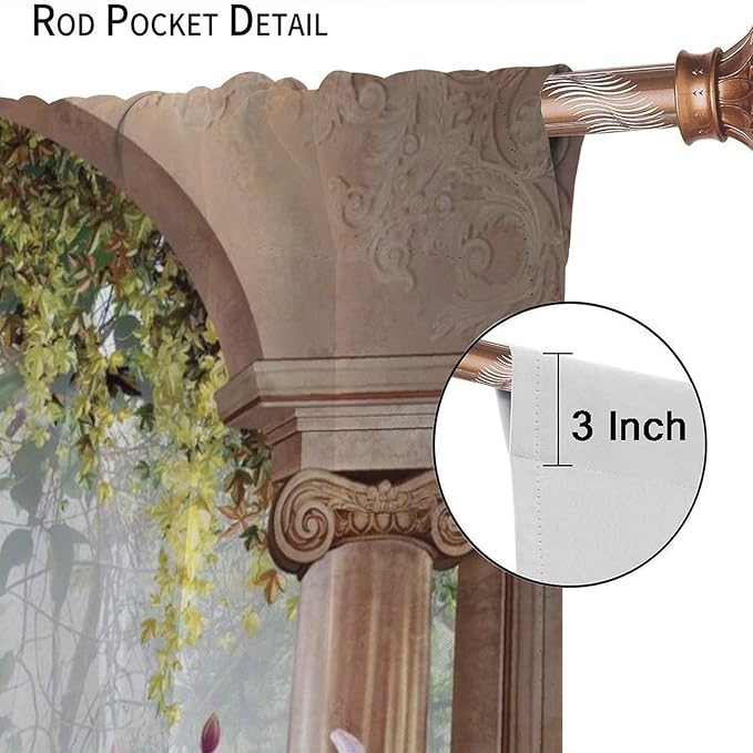 Gothic Blackout Curtains，Fantasy Spring Nature Forest Birds Pattern Drapes Window 2 Panel Rod Pocket Curtain for Bedroom Living Room Decor 21" W X 45" L