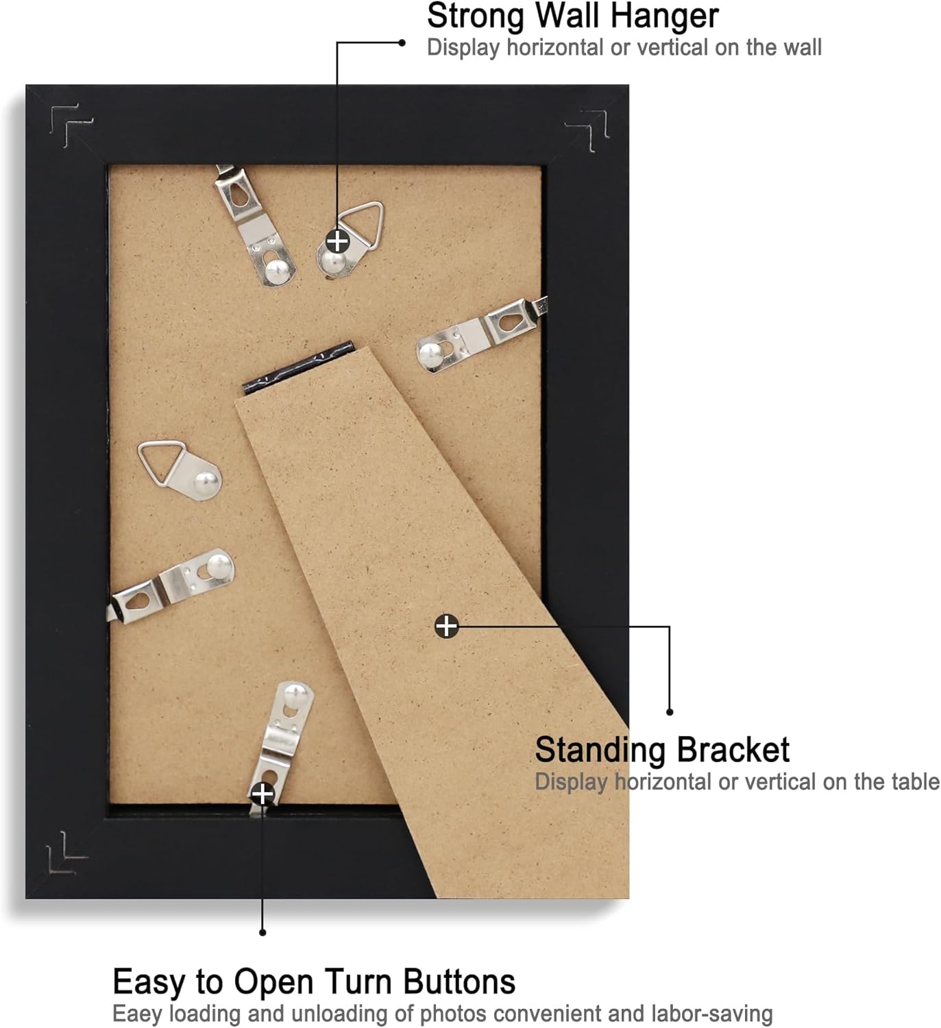 iRahmen 4x6 Picture Frame Set of 2 with HD Glass, Black Wood Photo Frames Display 3.5x5 Picture with Mat or 4 x 6 Without Mat for Horizontal or Vertical Tabletop and Wall Mounting