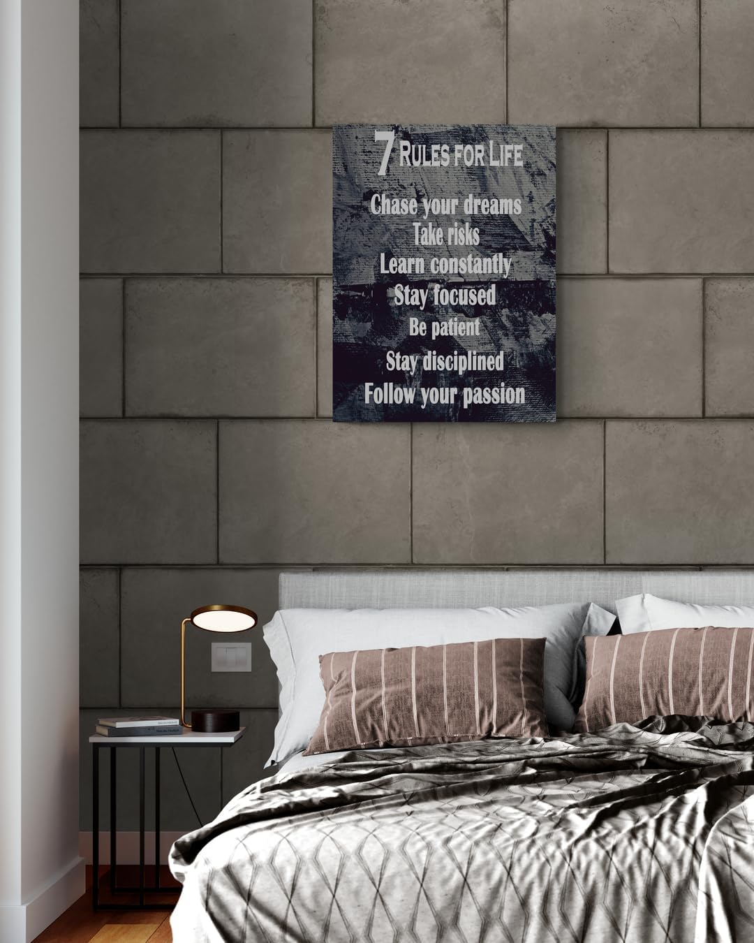 GoForArt Motivational Canvas Wall Art, Famous Quote Inspirational Prints Wall Decor, 7 Rules For Life Poster for Office Living Room, Bedroom Dining Room Artwork Home Decoration 12x18in