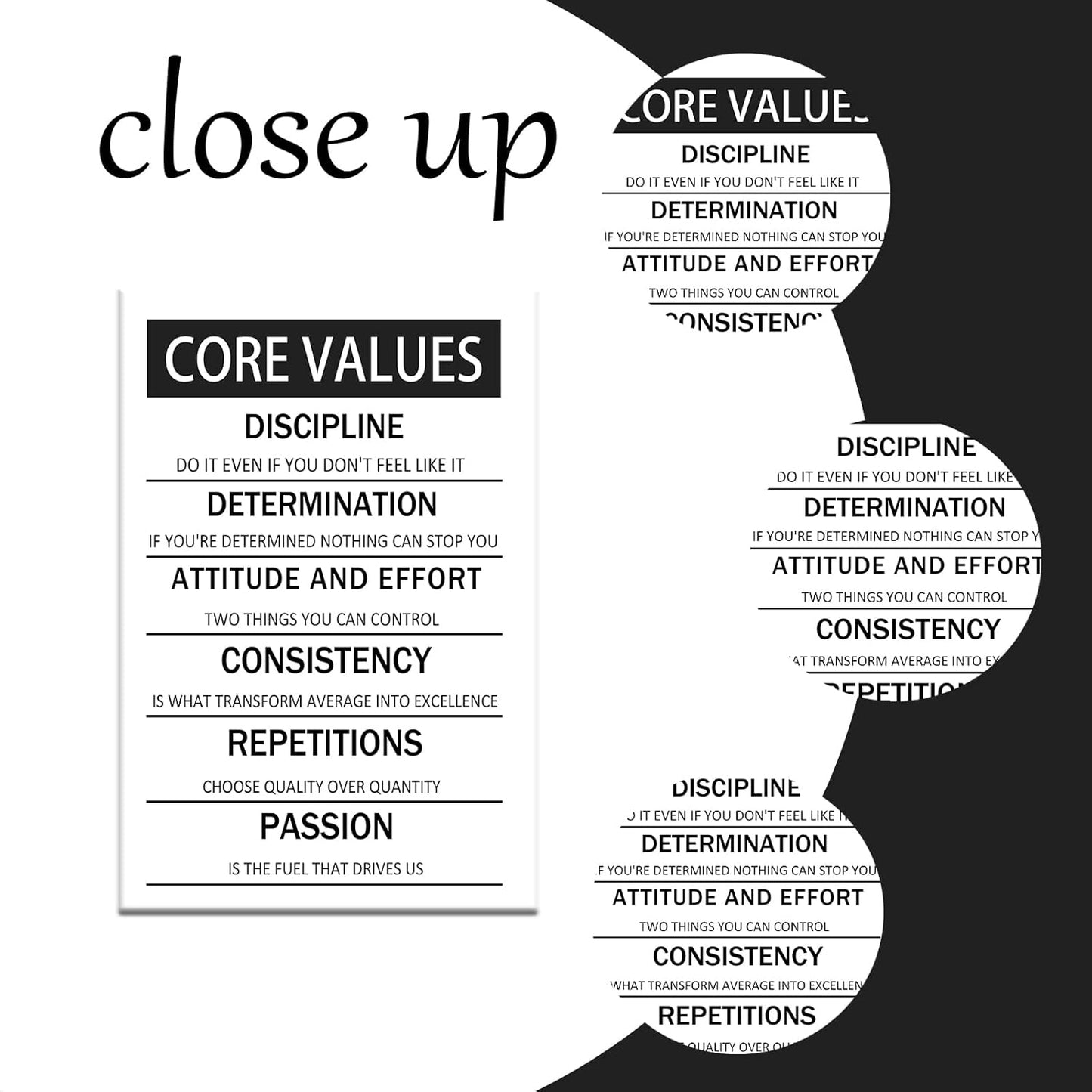 Inspirational Canvas Wall Art Decor Motivational Poster Framed Painting Core Values Picture Print Artwork for Modern Home Bedroom Living Room Office Decoration Ready to Hang [12''W x 18''H]