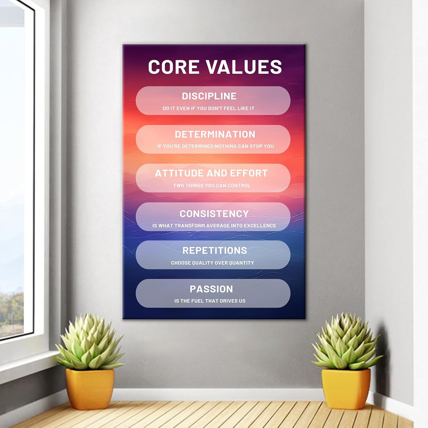 Inspirational Canvas Poster Print Motivational Core Values Entrepreneur Quotes Picture Wall Art for Modern Home Living Room Office Workplace Wall Decor Artwork Ready to Hang [24''Wx36''H]