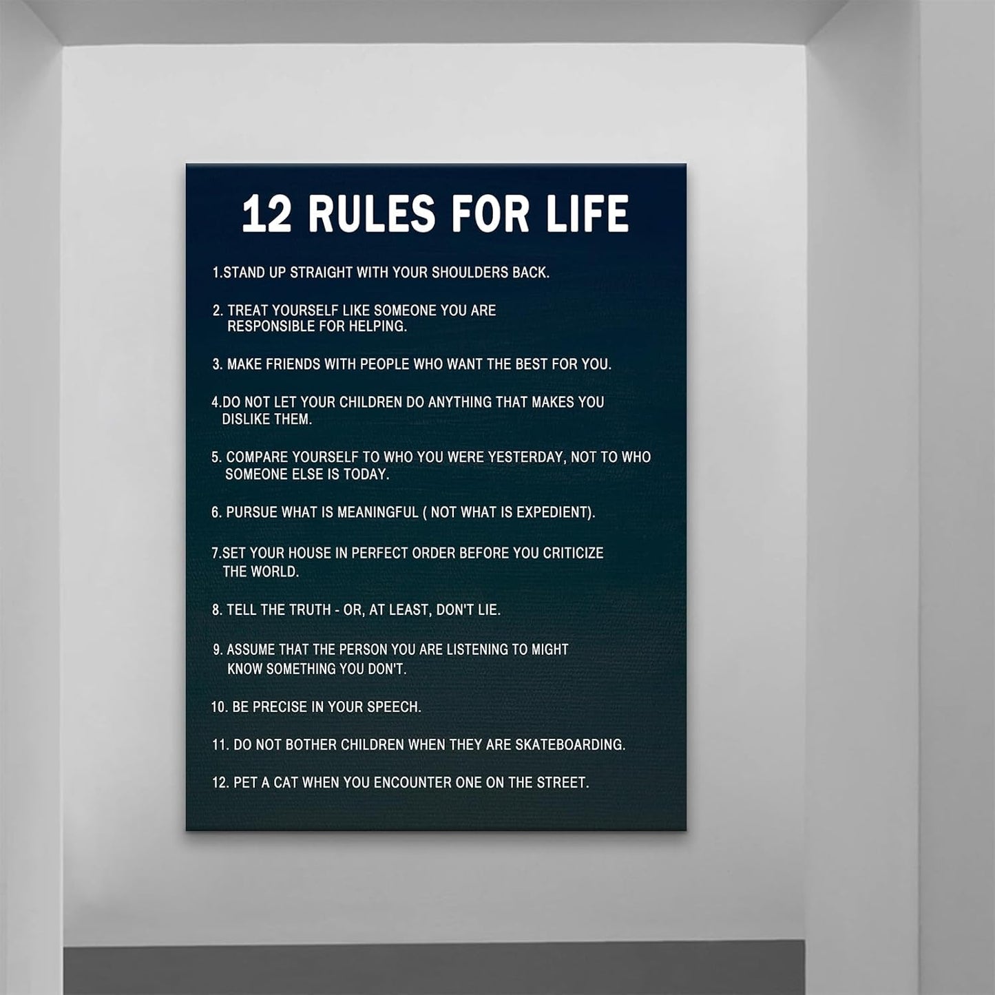 Inspirational Canvas Wall Art 12 Rules for Life Entrepreneur Quotes Poster Print for Office Wall Decor Modern Home Living Room Workplace Framed Artwork Pictures Ready to Hang [30''Wx 40''H]