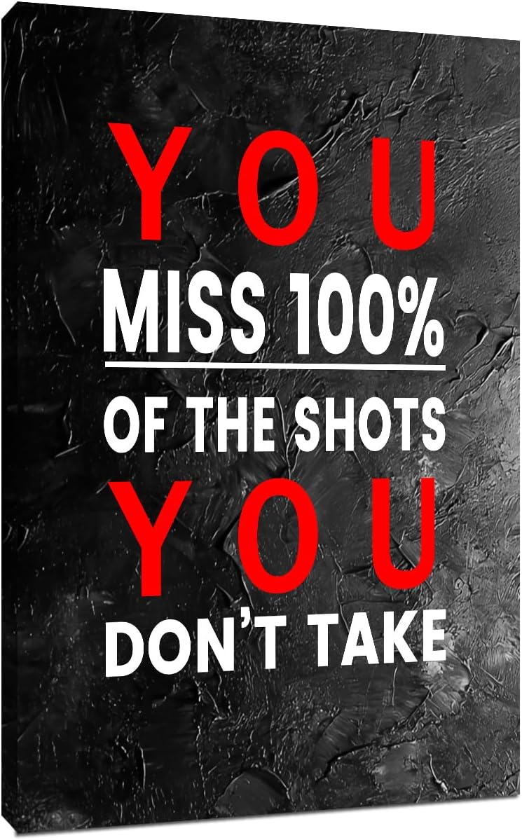 Inspirational Poster Wall Art Office Decor Black Motivational Quotes Print on Canvas Inspiring Picture Artwork for Modern Home Living Room Workplace Wall Decoration Ready to Hang [24''Wx36''H]