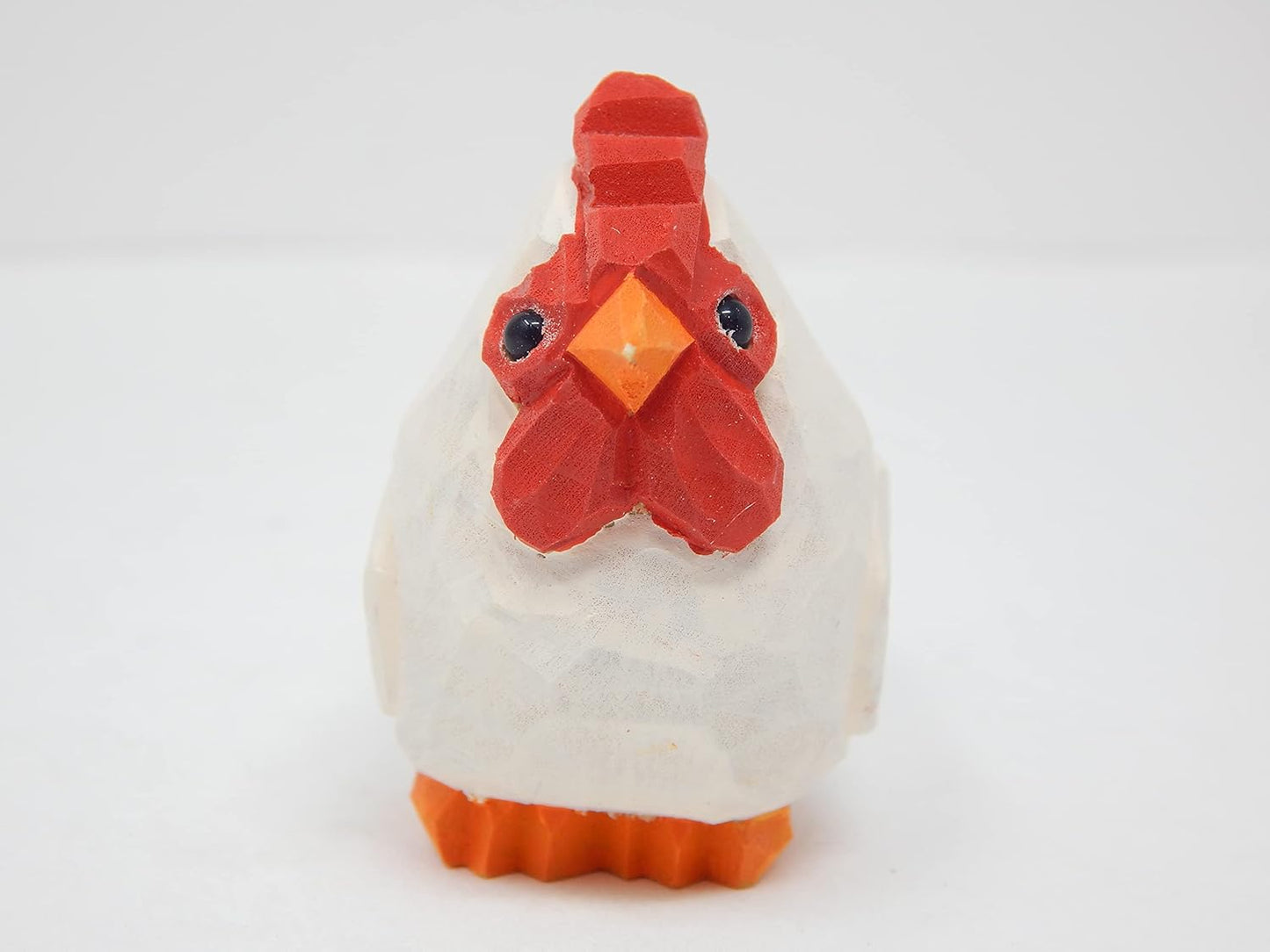 Hand-Carved White Hen Figurine - Miniature Wood Chicken Bird Art Statue Mini CarvedFigurine, Small Farm Animals, Handmade Carved Ornament for Rustic Home Decor & Collectibles