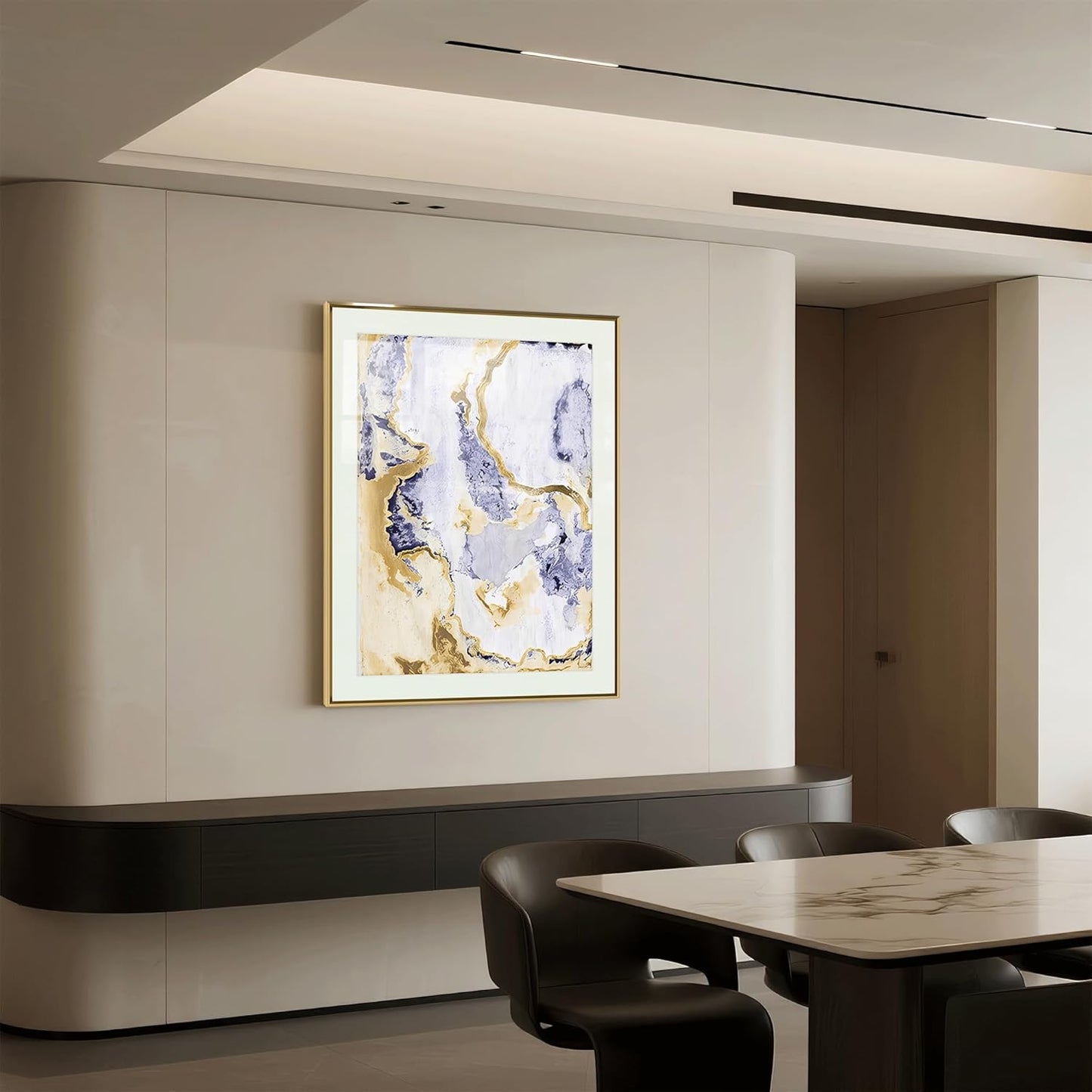 crmotu Abstract Wall Art, Gold Framed Wall Art, Marble Wall Art, Minimalist Aesthetic Canvas Large Painting, Modern Luxury Pictures for Living Room Bedroom Bathroom Office Art Prints 27X39 Inch