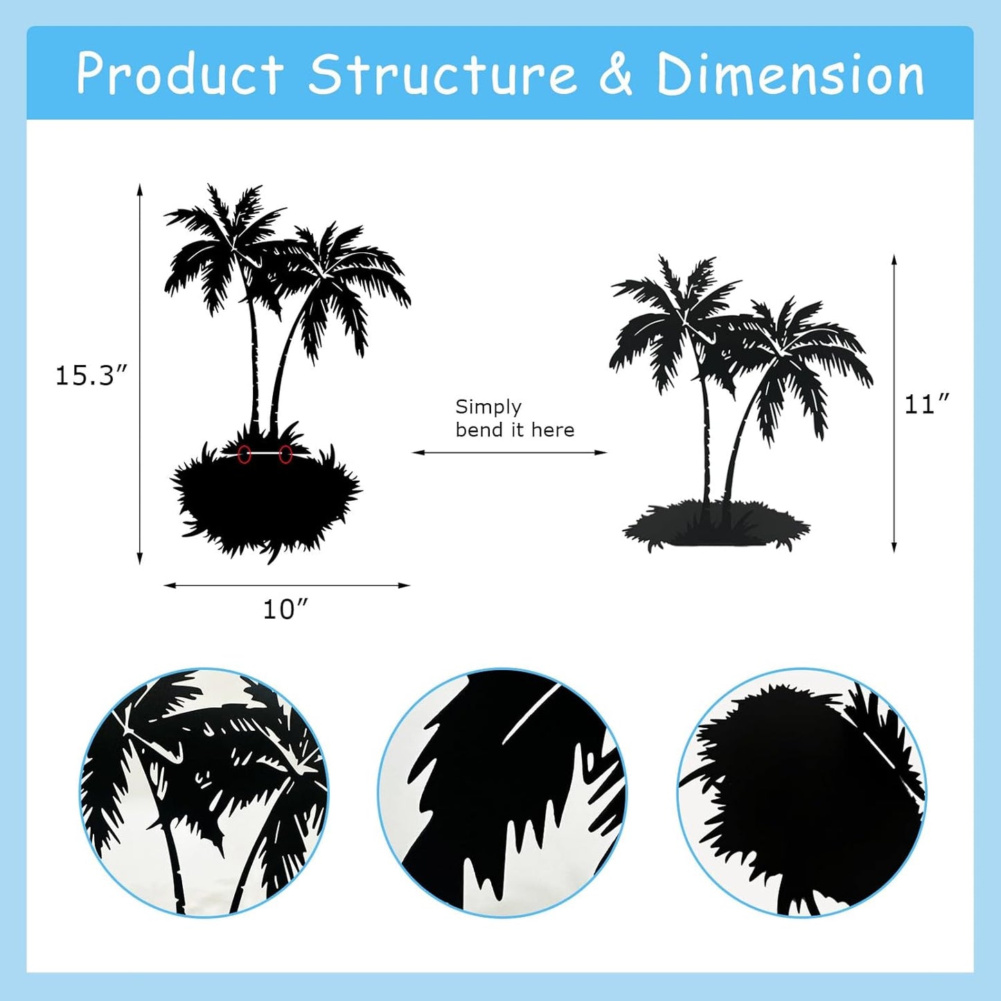 Metal Table Top Palm Tree, Tropical Tabletop Decor, Palm Tree Centerpieces for Tables, Coastal Table Decor, Beach Decorations for Home, Modern Artwork for Living Room