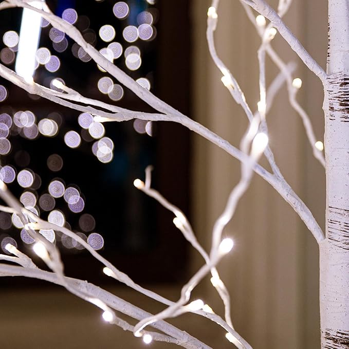 3ft Lighted Birch Tree with 64 Warm White LED Lights for Holiday Decor - Realistic Design, UL Certified, Dimmable, Waterproof - Ideal for Indoor and Outdoor Decoration