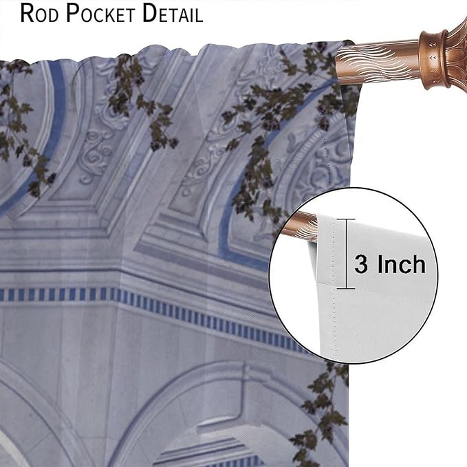 Gothic Castle Blackout Curtains，Romantic Flower Medieval Pattern Drapes Window 2 Panel Rod Pocket Curtain for Bedroom Living Room Decor 21" W X 54" L