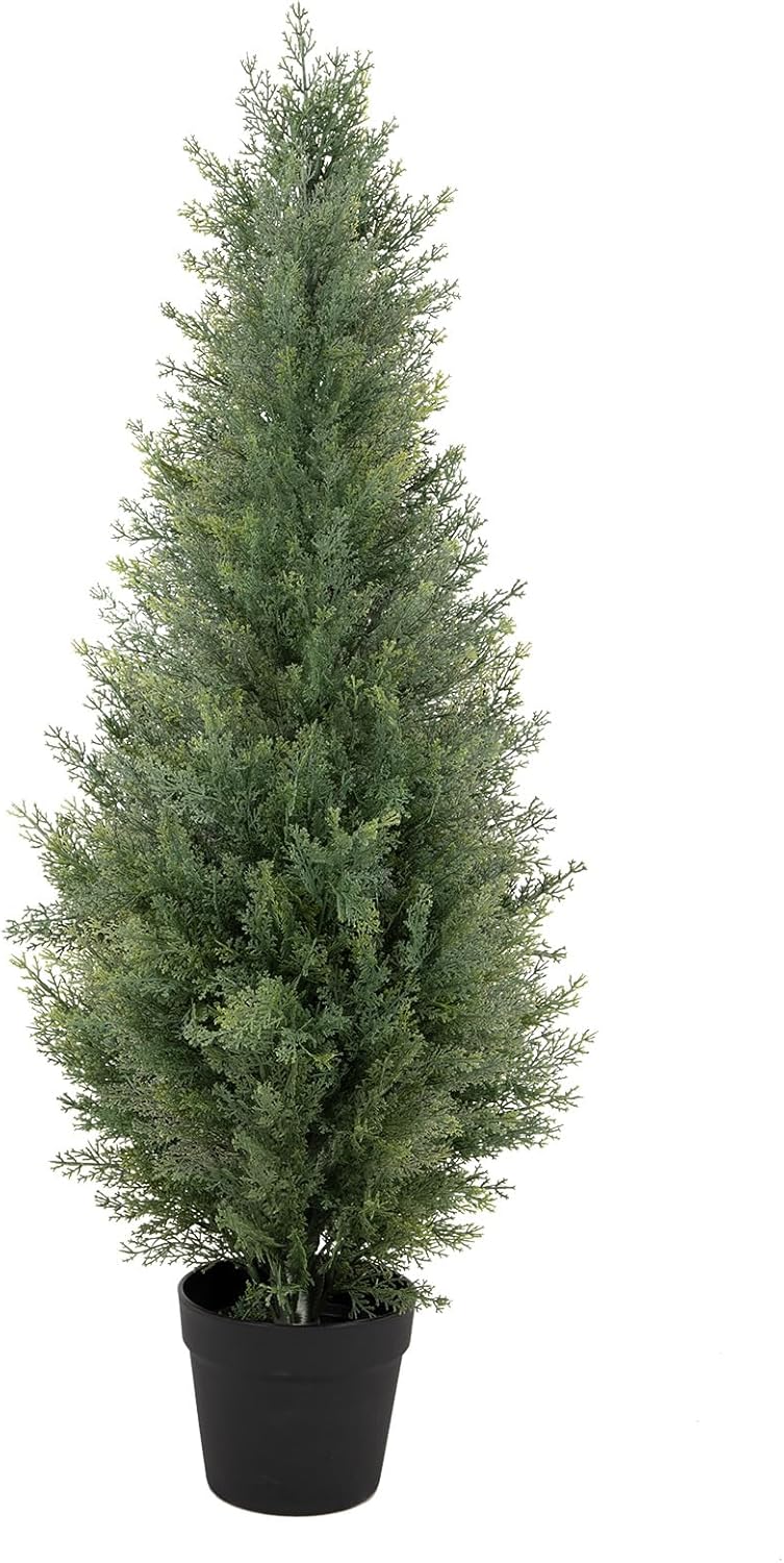 Bellacat 3ft UV Resistant Artificial Topiary Trees Outdoor, 35in Faux Cedar Tree with Full & Realistic Leaves, Fake Cypress Tree for Front Door Proch Patio Deck Balcony Yard Decor