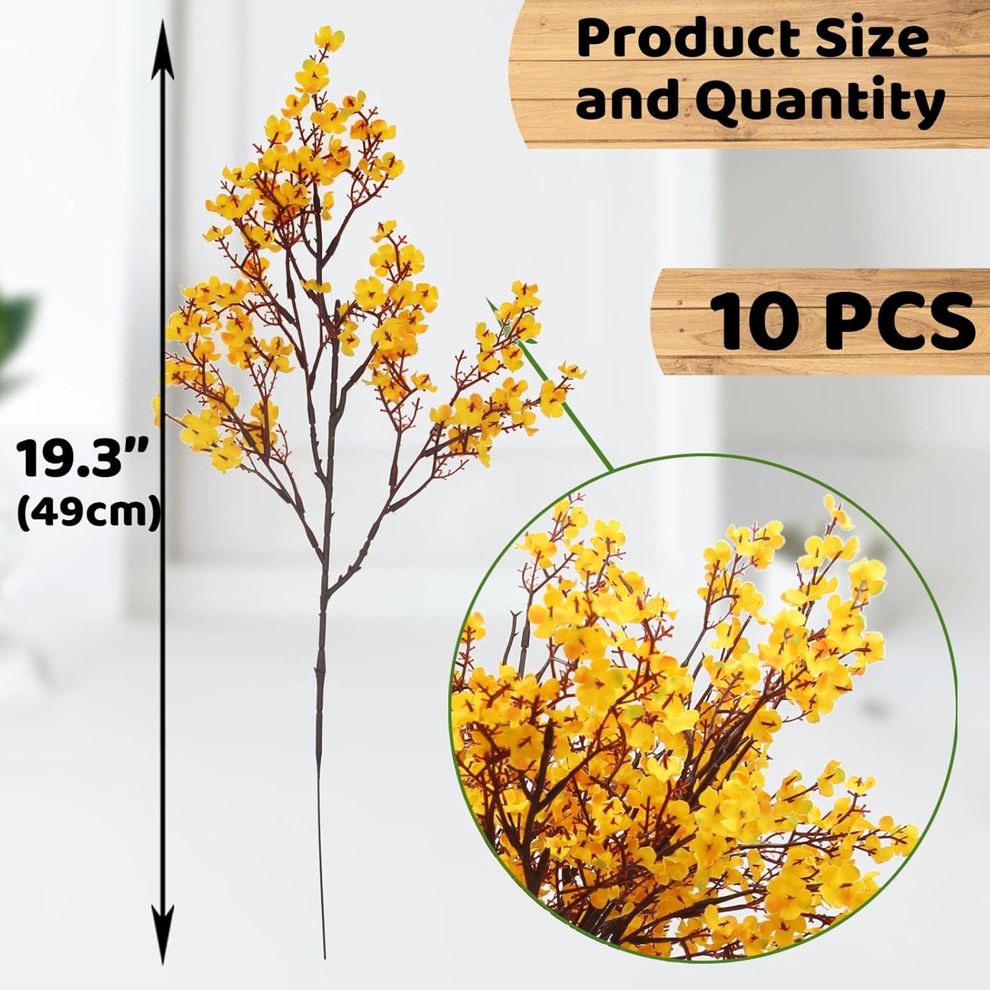 Hananona 10 Pcs Artificial Babys Breath Flowers Orange Fake Silk Gypsophila Flowers for Fall Floral Arrangement Autumn Table Centerpieces Home Decor (10, Orange)