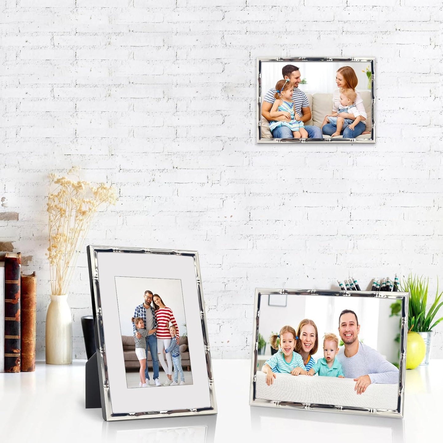 DECANIT 4x6 Picture Frame Metal,Thin Profile Photo Frame 4 by 6 Inch, Display for Wall Mounting or Tabletop,silver