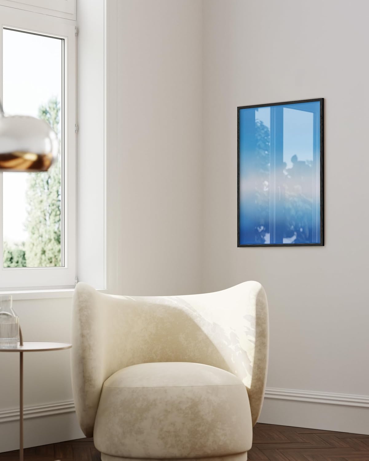 HAUS AND HUES Modern Abstract Wall Art - Blue and Green Living Room Art, Modern Artwork for Walls, Minimalist Picture for Living Room(Blue Tie-Dye, Unframed, 24x36)