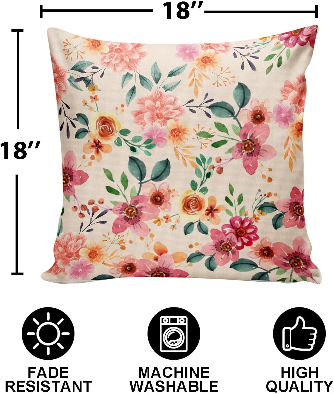 Cute Retro Flower Throw Pillow Cover，Retro Flower Cushion Cover Decorative Pillowcase Cushion Case Sofa Pillow Case 18x18 Inch