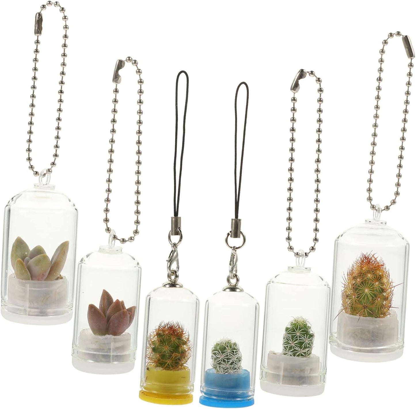 GANAZONO Miniature Glass Container Keychain Assorted Color Propagation Vases for Micro Plants Decorative Air Plant Terrarium for Backpacks and Keychains