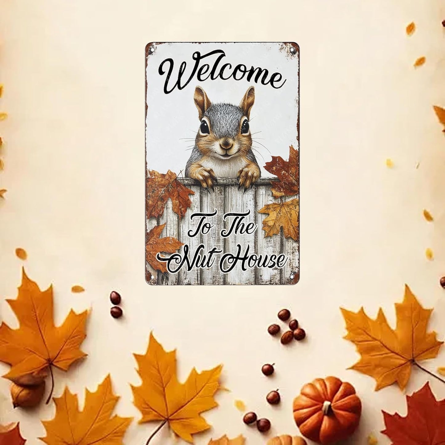 Metal Signs Welcome To The Nut House Tin Signs Aluminum Sign for Living Room Bedroom Bar Cafe Yard Garden Office Wall Decor 12×8 Inch