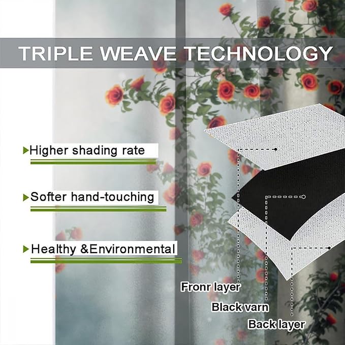 Gothic Castle Blackout Curtains，Vintage Medieval Foggy Romantic Rose Floral Pattern Drapes Window 2 Panel Rod Pocket Curtain for Bedroom Living Room Decor 42" W X 84" L