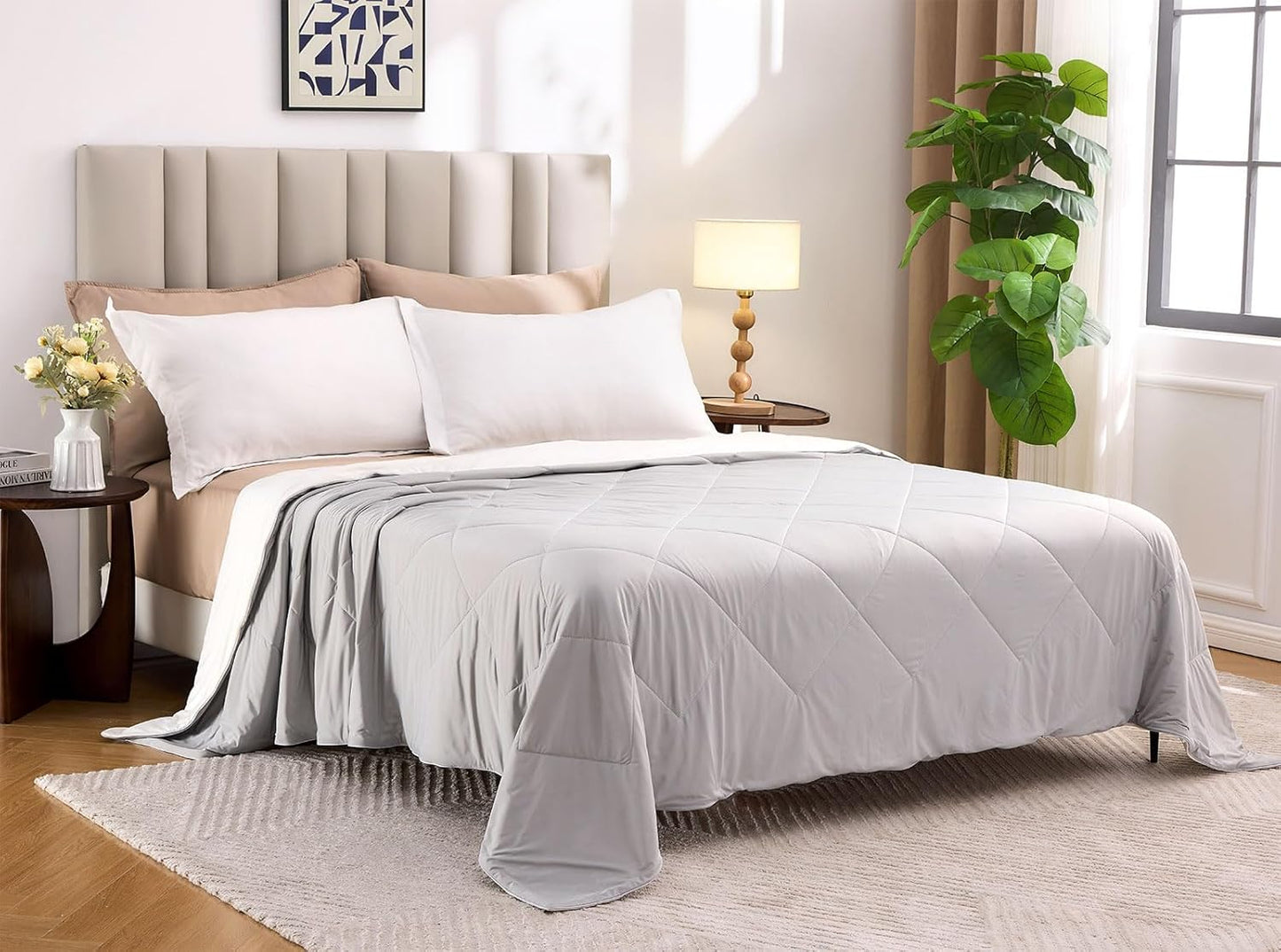 Cooling Blanket King Size 90x108 - Q-Max 0.47 Cool Rating - Lightweight Blanket with Nano Technology for Temperature Regulation, Improved Sleep (King, Glacier Gray)