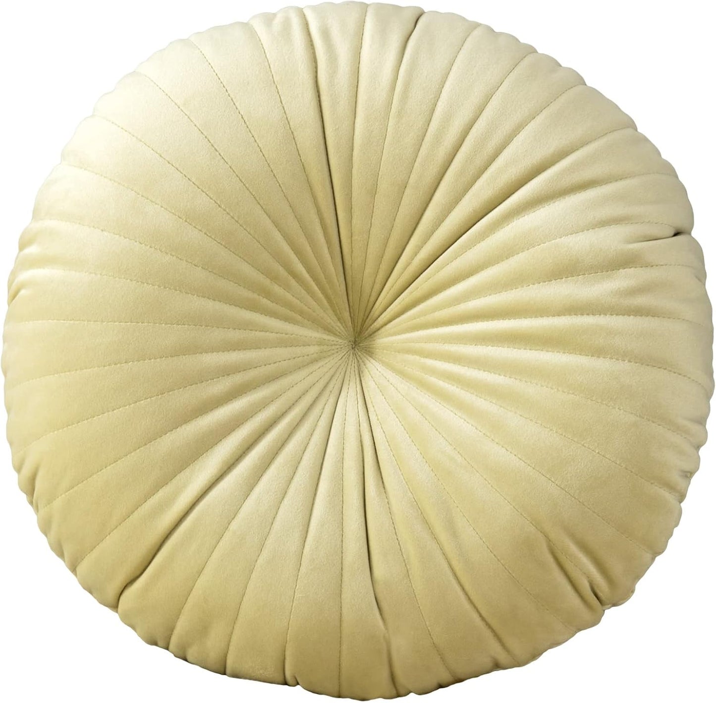 HLOVME Round Pillow Cushion for Couch Velvet Decorative Small Throw Pillow Solid Color for Living Room Bed Floor 15.7”, Lemon Yellow