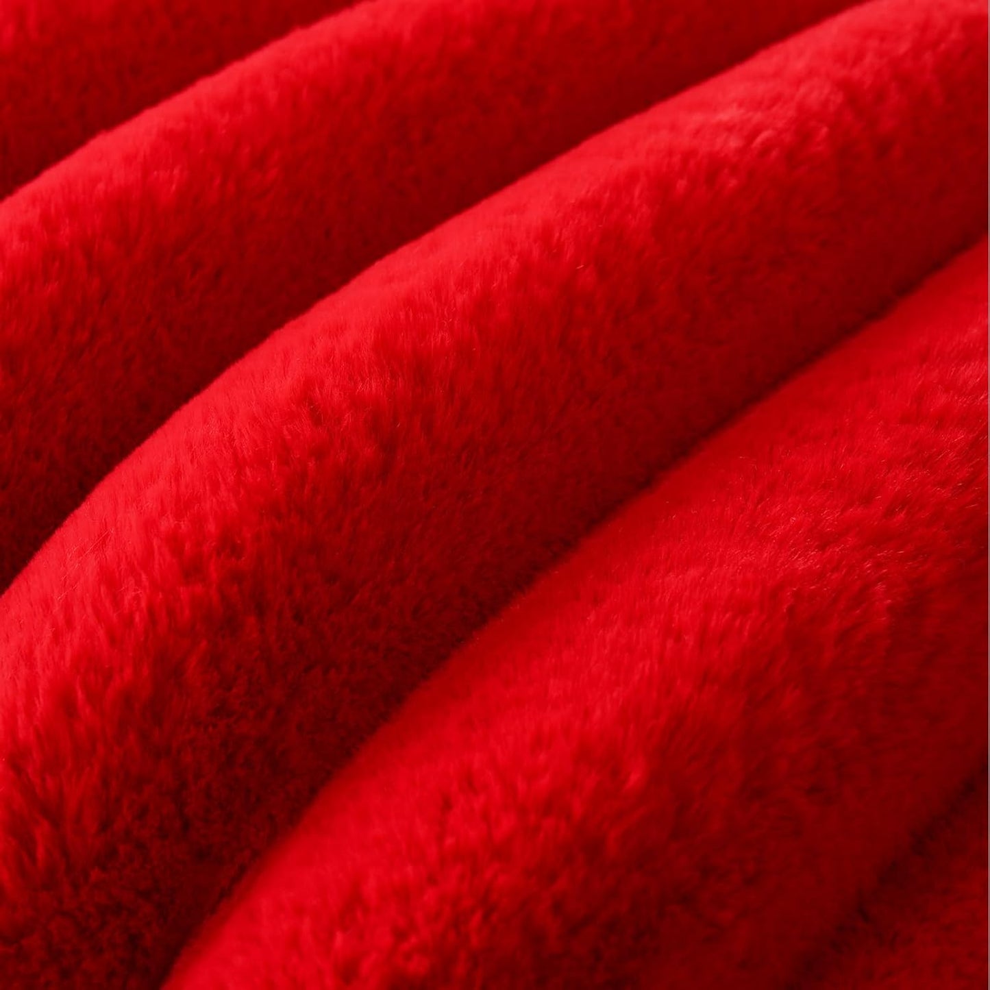 HAUSSY Faux Fur Throw Pillow Covers 18x18 Inch Set of 2,Decorative Striped Neutral Pillow Cases Soft Plush Couch Pillow Covers,Home Decor for Sofa,Bed, Living Room,Red