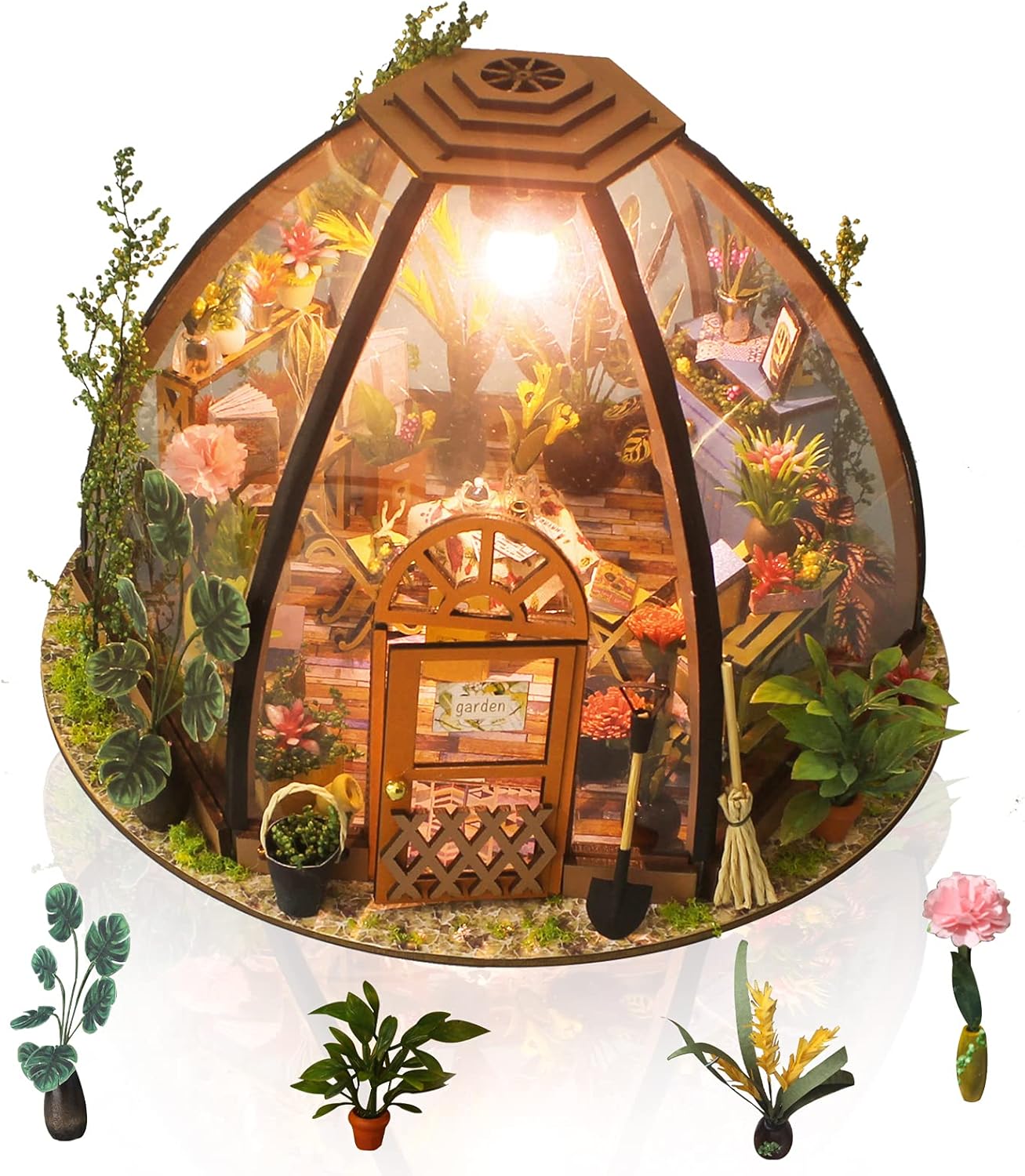 GuDoQi DIY Miniature Dollhouse Kit, Tiny 1:24 Scale House with Furniture, Great Handmade Craft Gift for Birthdays and Christmas Day, Green Flower Shop