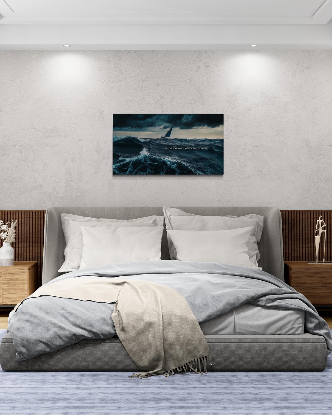 GoForArt Ocean Motivational Canvas Wall Art, Inspirational Sea Famous Quote Bedroom Living Room Decor, Positive Modern Landscape Mountain Office Dorm Room Poster Print (Skilled Sailor01, 12.00''x22.00'')