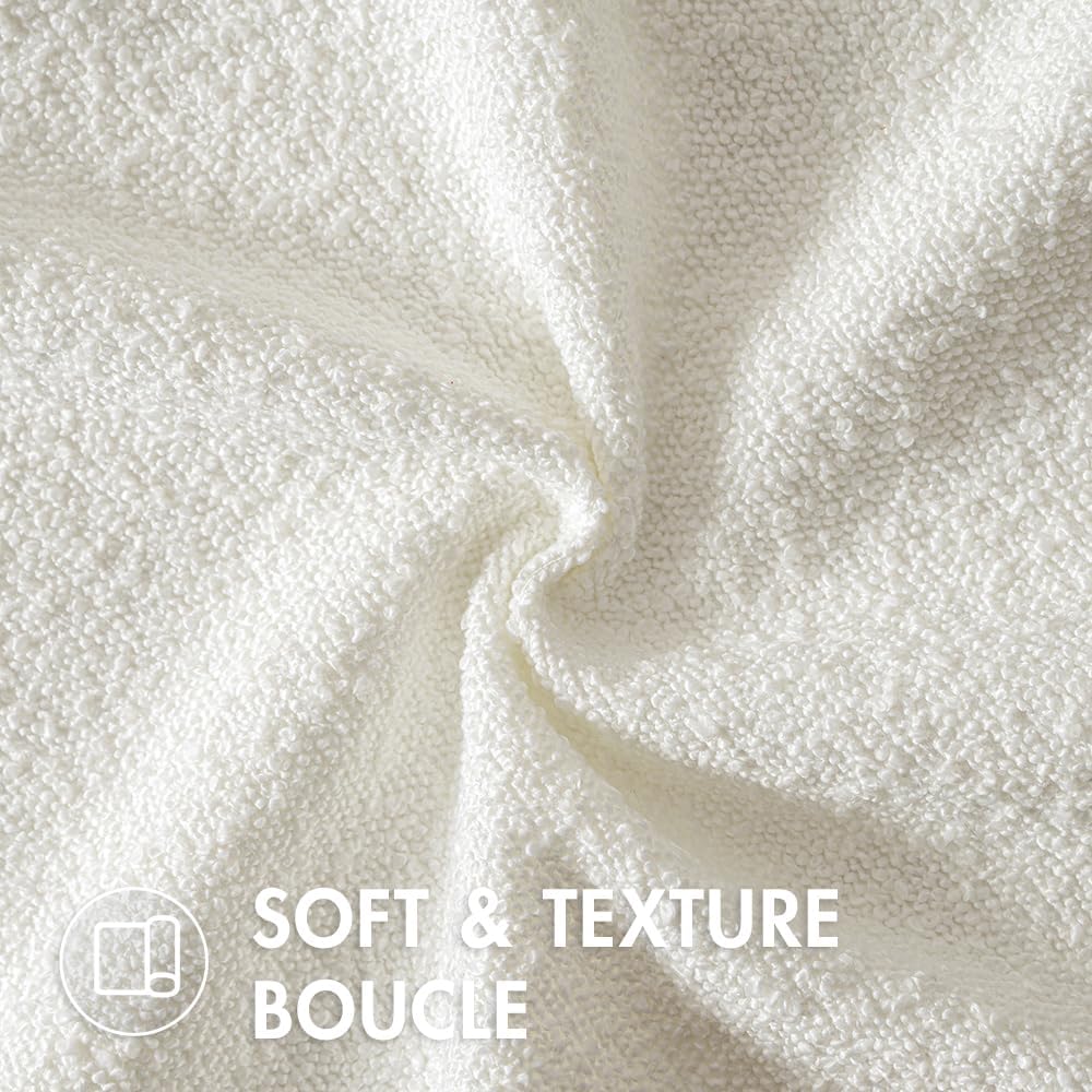 MIULEE 22x22 Inch Decorative Euro Sham Throw Pillows for Bed Set of 2 Textured Boucle Neutral Winter Throw Pillow Covers White Accent Solid Euro Couch Pillowcases Sofa Livingroom Home Decor