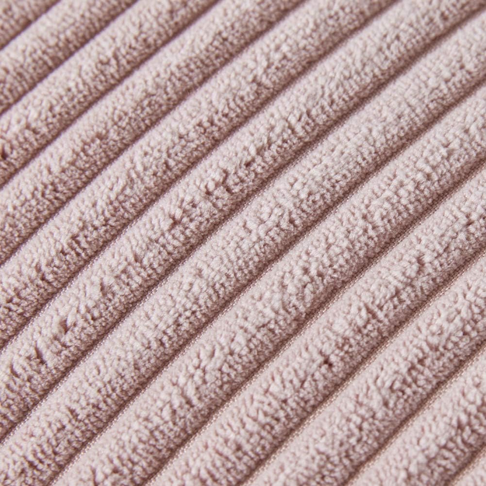 Fancy Homi Pack of 2 Blush Pink Decorative Throw Pillow Covers with Pom-poms, Soft Corduroy Solid Square Cushion Cases Set for Couch Sofa Bedroom Car Living Room (16x16 Inch/40x40 cm, Blush Pink)