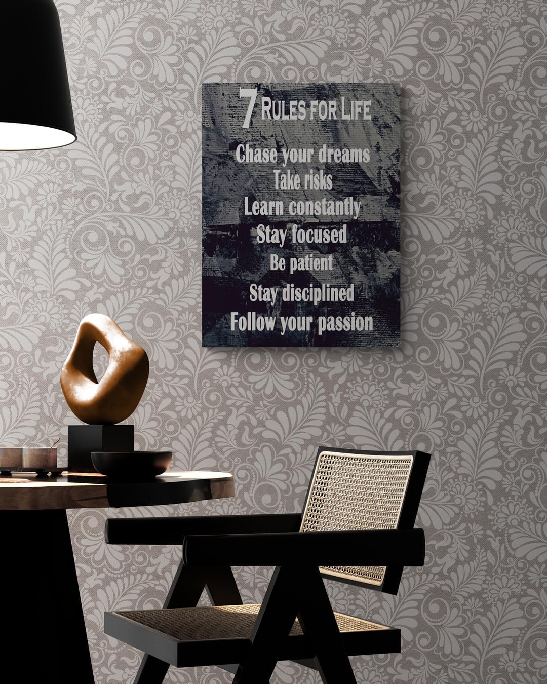 GoForArt Motivational Canvas Wall Art, Famous Quote Inspirational Prints Wall Decor, 7 Rules For Life Poster for Office Living Room, Bedroom Dining Room Artwork Home Decoration 12x18in