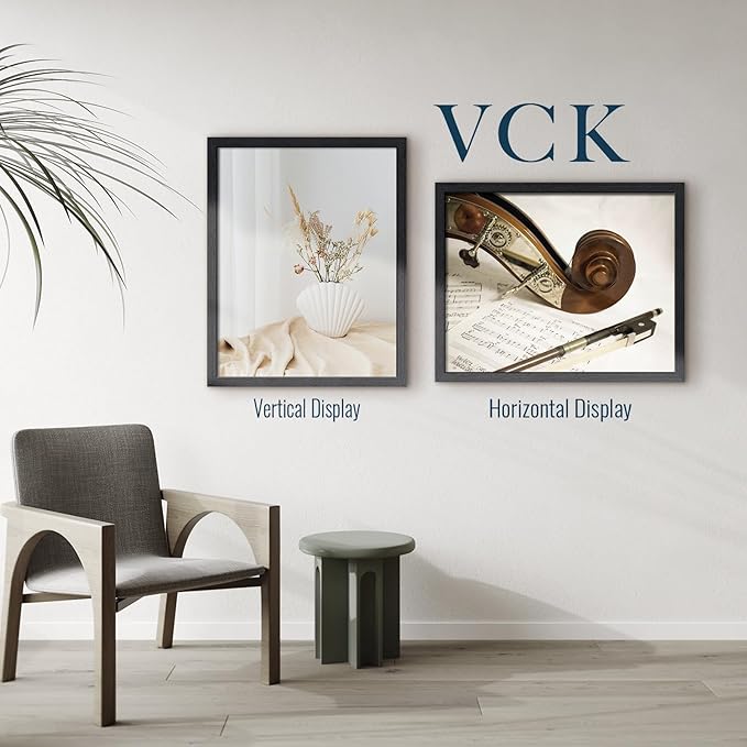 VCK 22x28 Poster Frame Black Oak - 3 Pack, Exclusive Natural Textured Solid Wood Picture Frame, Horizontal and Vertical Formats for Wall with Included Hanging Hardware