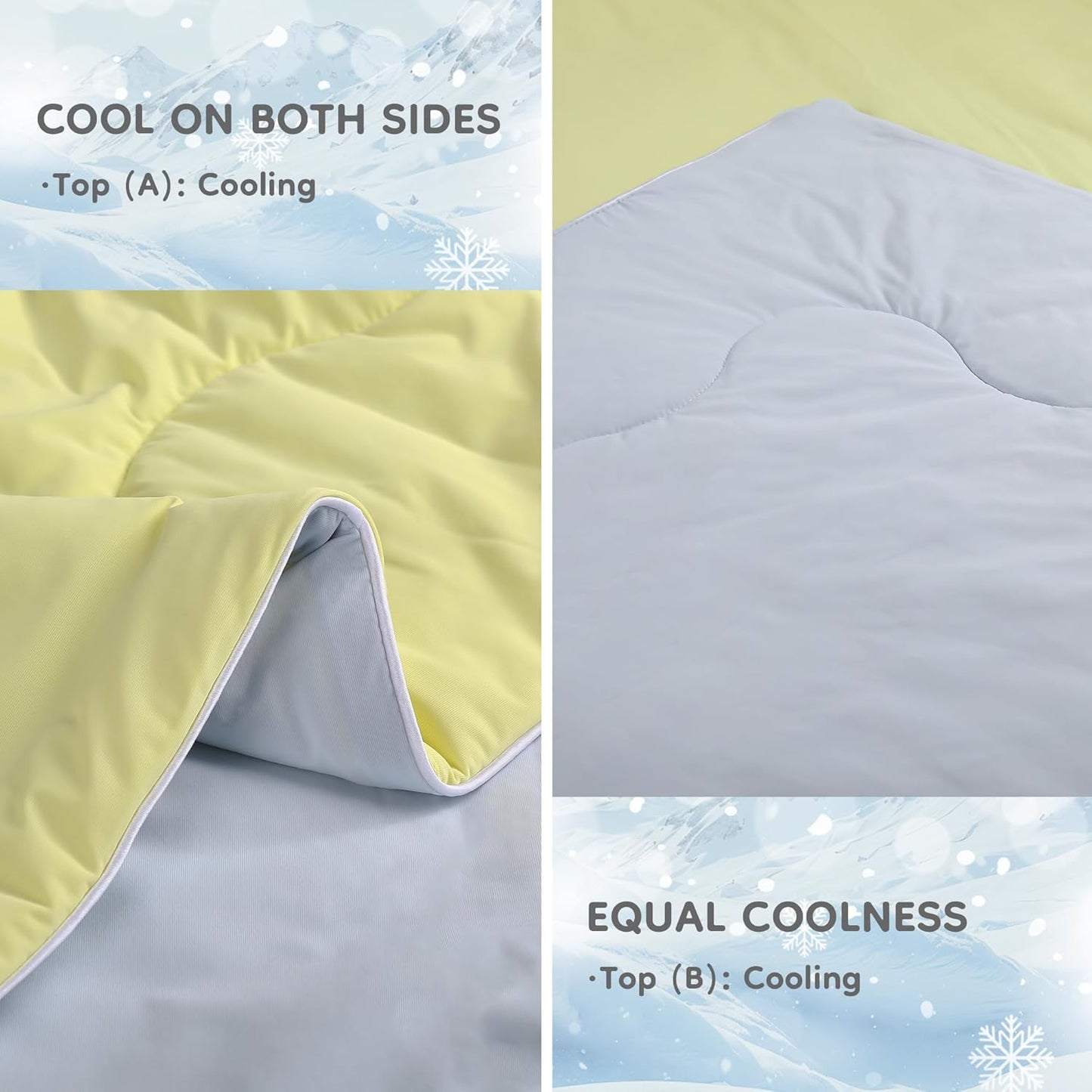 Cooling Blanket Throw Summer Comforter for Hot Sleepers, Breathable for All Season Comfort, Double-Sided Cold Blanket for Night Sweats, 53" x 79" Fits 2 on Couch, Yellow & Light Blue