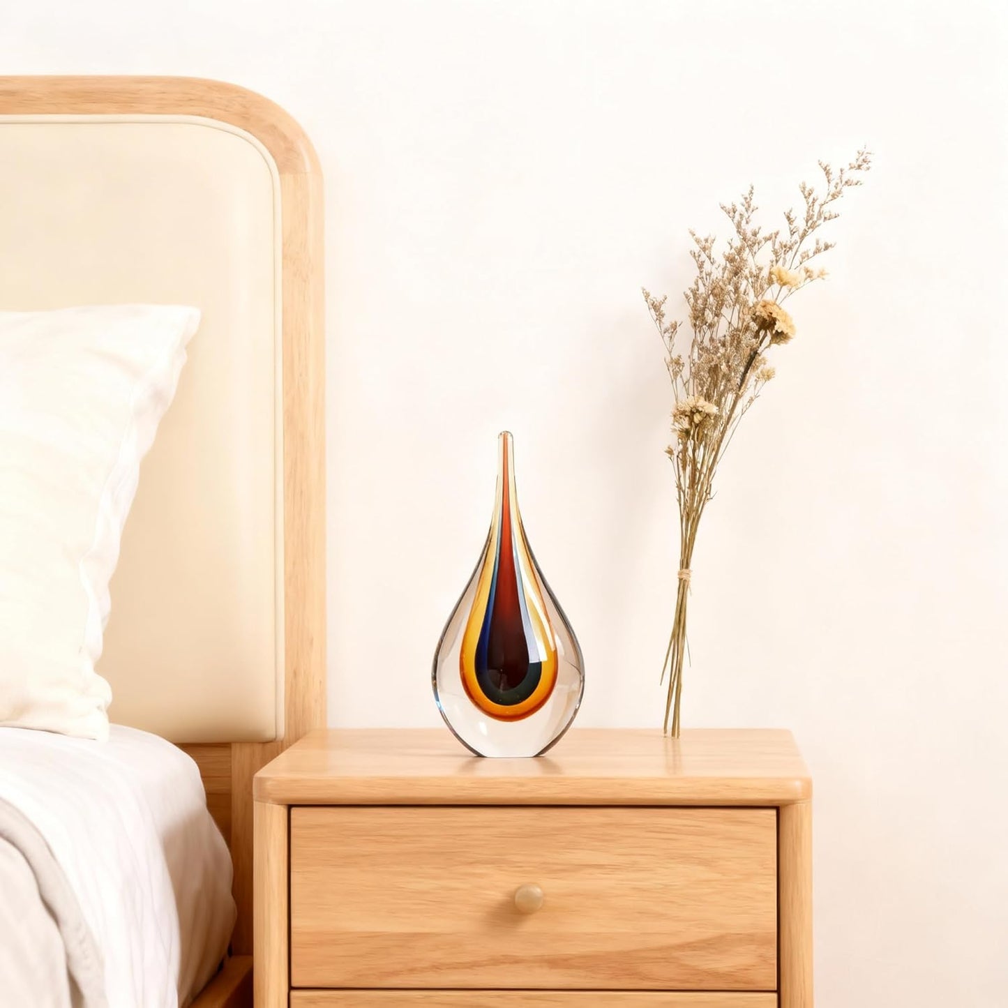 DOVDOV Blown Glass Sculpture, Collectible Stained Glass Art Statue, Unique Teardrop Ornament, Suitable for Office, Bookshelf, Dressing Table, Living Room Coffee Table, or Mantelpiece Display.