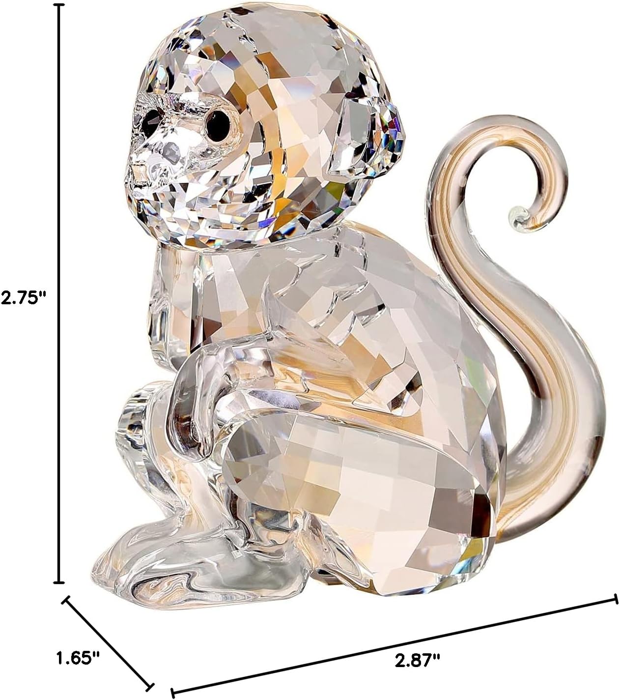 DOJOZ Crystal Little Monkey Animals Lovely Craft Decorations for Home Ornaments Christmas Collectible Birthday Gifts Figurines (White)