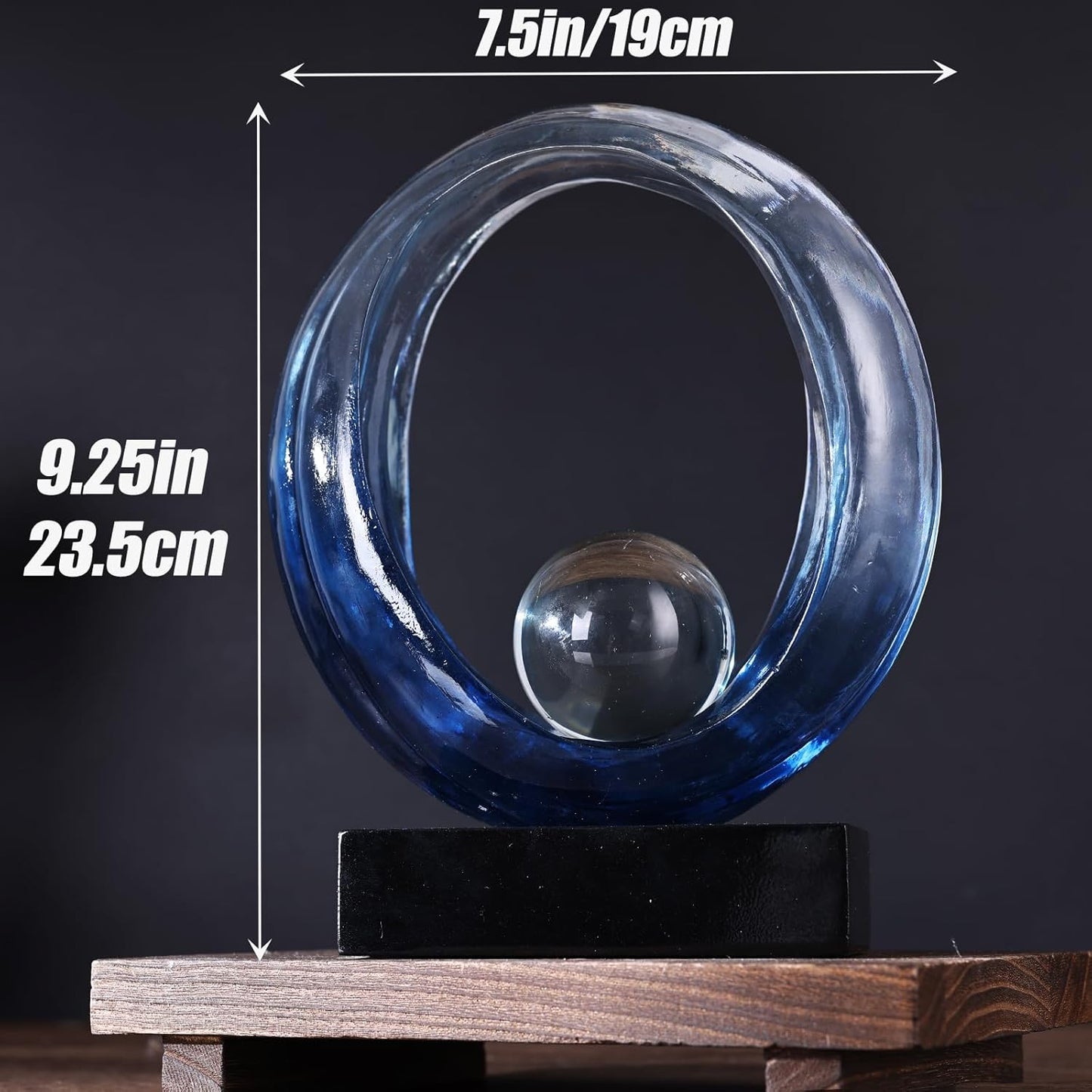 Golden Wave Resin Origami Statue, Modern Abstract Home Decoration Emphasizes Abstract Design for Office Desk, Carving Table, Family Bedroom, Living Room,Office Golden Stripe Decor (Blue)