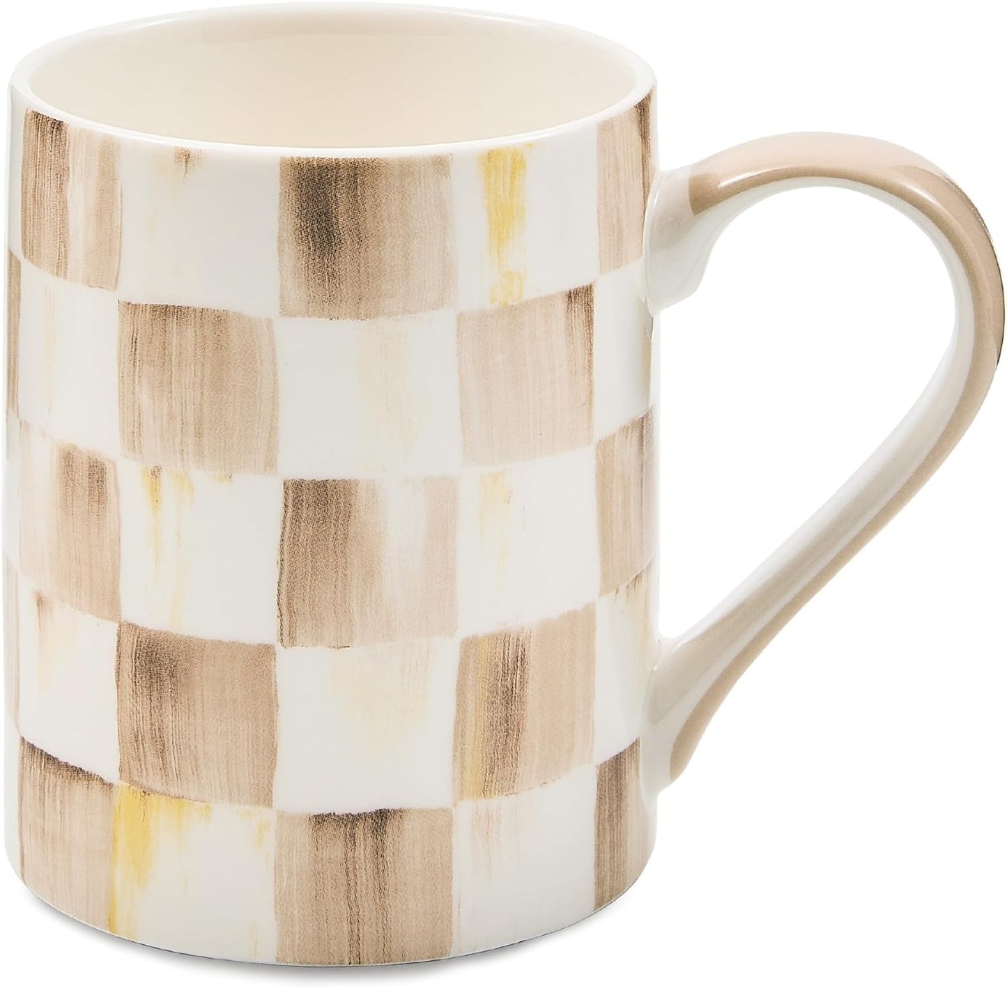 MACKENZIE-CHILDS Porcelain Mug, Tea and Coffee Mug, Brown-and-White Mocha Check