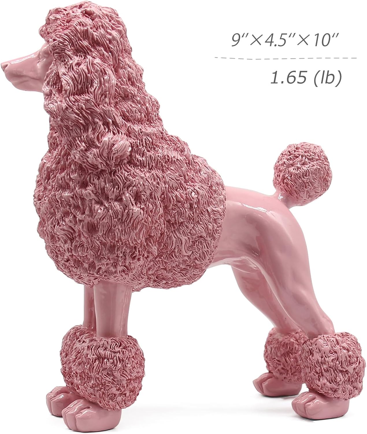 Lukitas Standing Pink Poodle Sculpture Decor, Decorative Dog Statue, Animal Ornament for Garden Home, Resin 10''